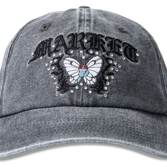 Gray Cap with Butterfly Design - Picture 1 of 4